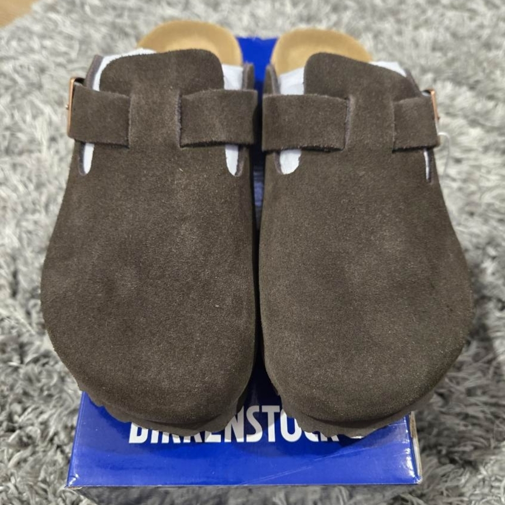 Birkenstock Boston Mocha Narrow Suede Mules